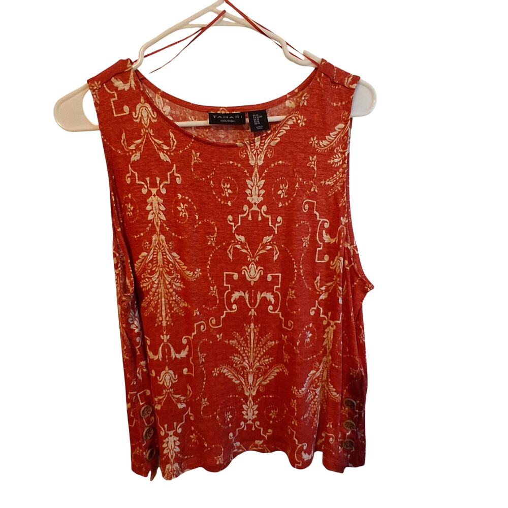 Loose fitting womens XL  linen Tahari sleeveless top
